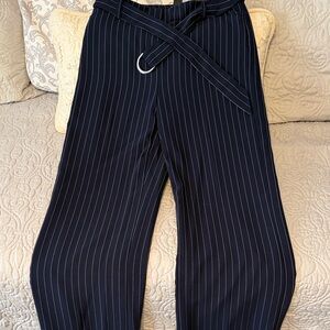 White House Black Market Navy Striped Wide Leg Pants